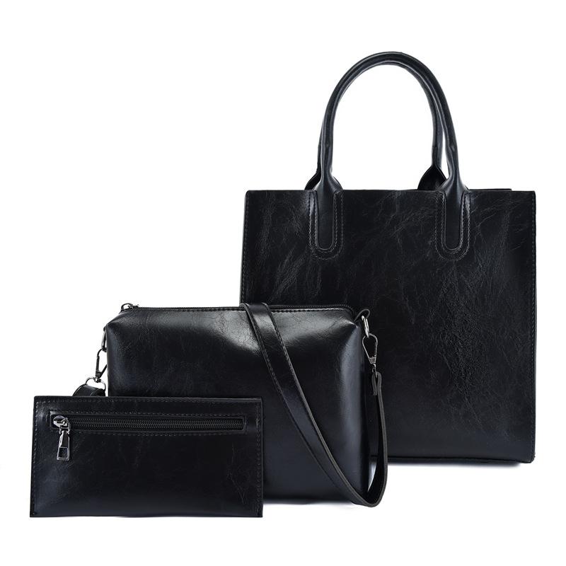 Новая модная персонализированная наплечная сумка из масляной вощеной кожи, сумка-мессенджер, модный набор из трех предметов для мамы и ребенка