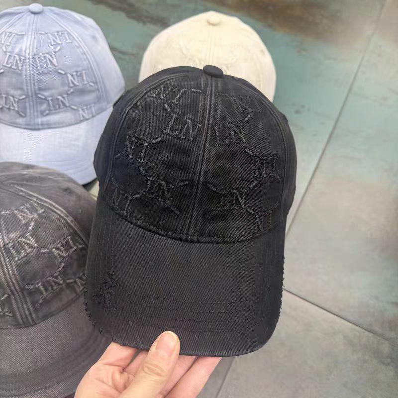 Модная шапка Персональность печать буквой n Мягкий верх Узкая worn козырек Детская весенне-летняя с потертостями бейсболка