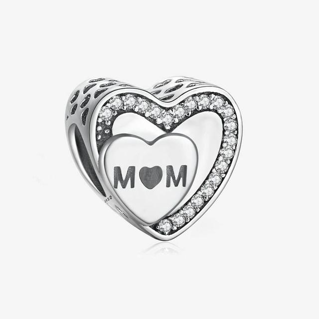 Аксессуары ко Дню матери, стерлингового серебра 925 пробы, бусины, подвески в форме сердца для мамы, подходят оригинальные браслеты, женские ювелирные изделия, подарок