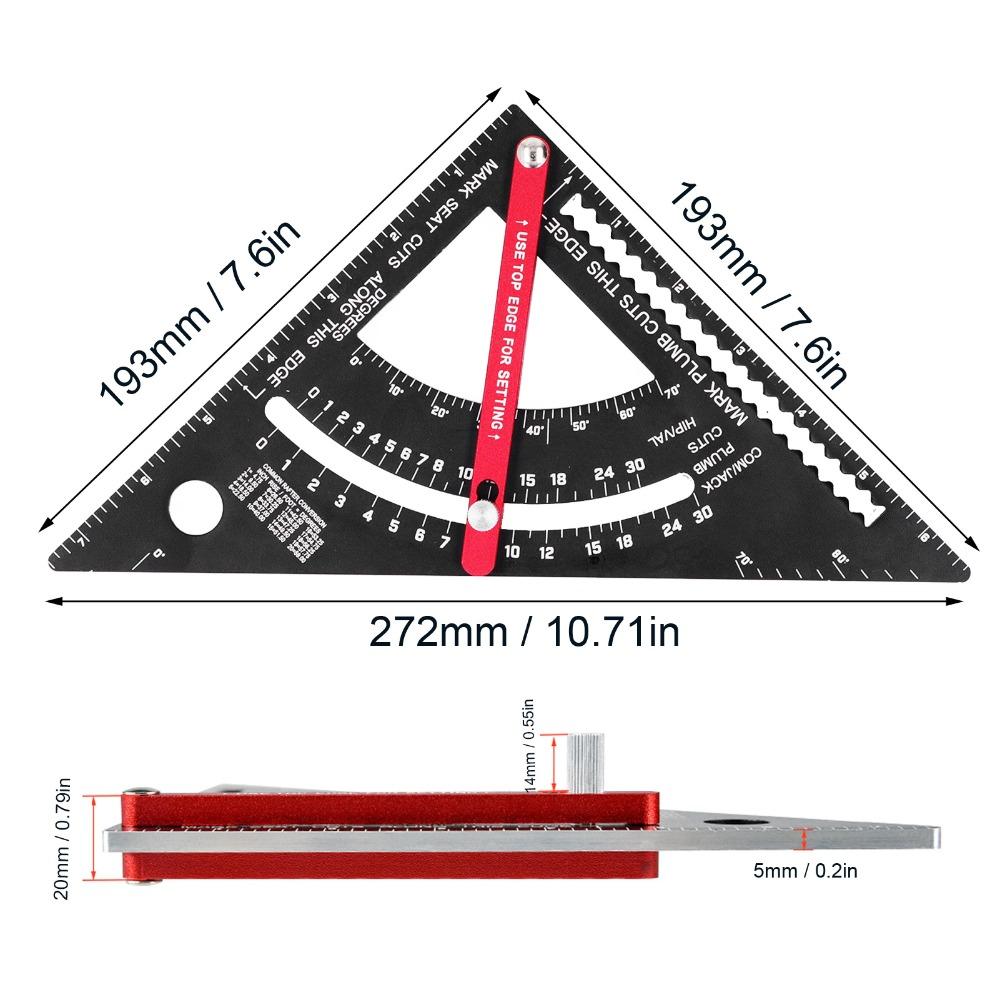 7 Inch Aluminum Alloy Triangle Ruler Adjustable Angle Adjustable Rafter Framing Square Framing