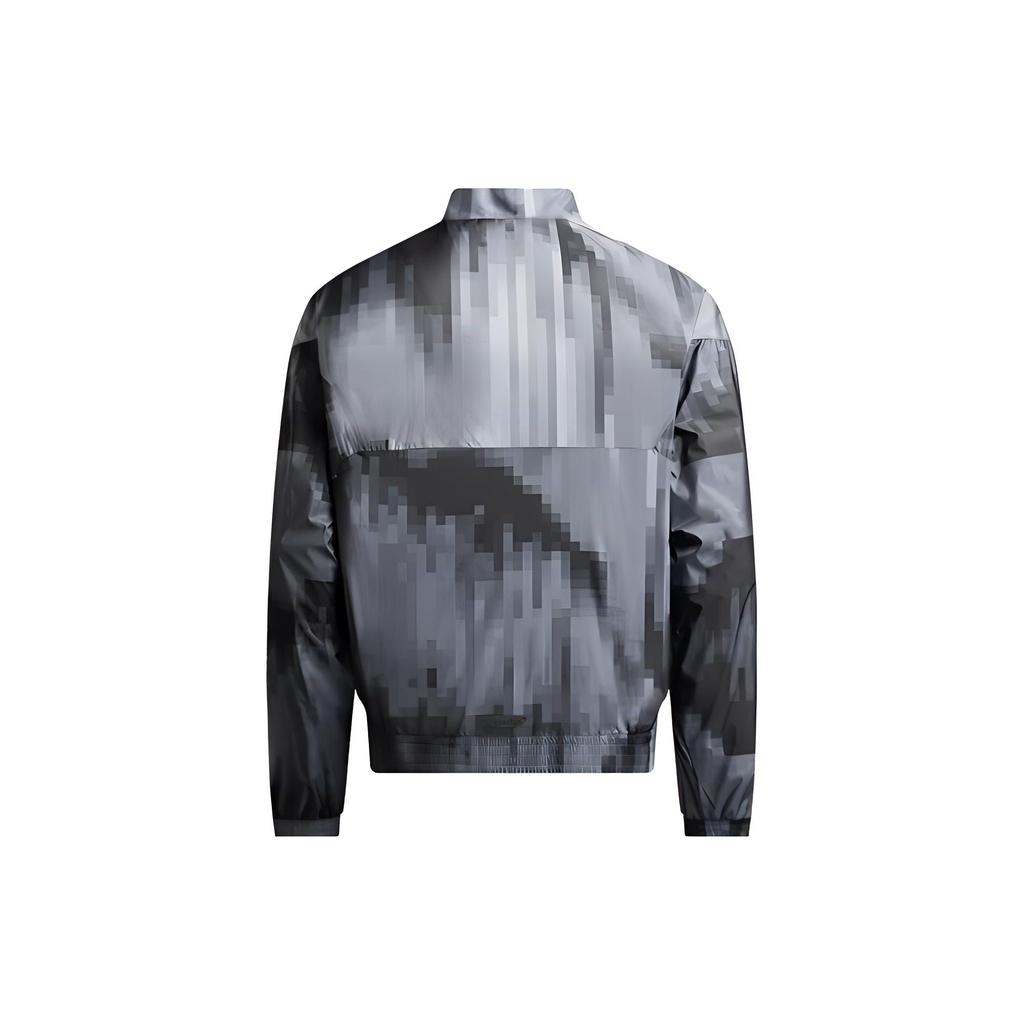 Emporio Armani EA7 Полосатая куртка-бомбер с принтом букв и цифр, воротником-стойкой и молнией, мужская, темно-серая 6LPB19-PN2TZ-2925