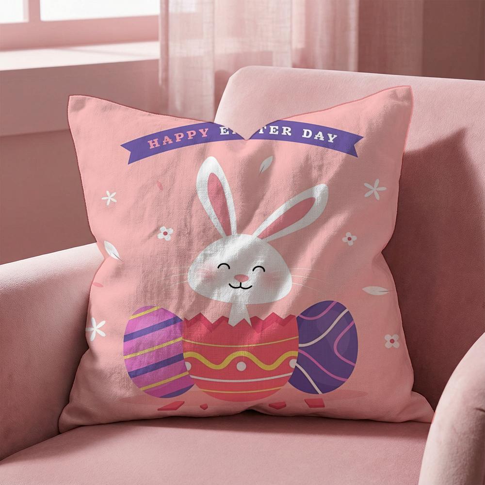 Holiday Easter Cushion Cover MultiScene Pillow Cover for Home Car Reversible Soft Durable for Daily Use