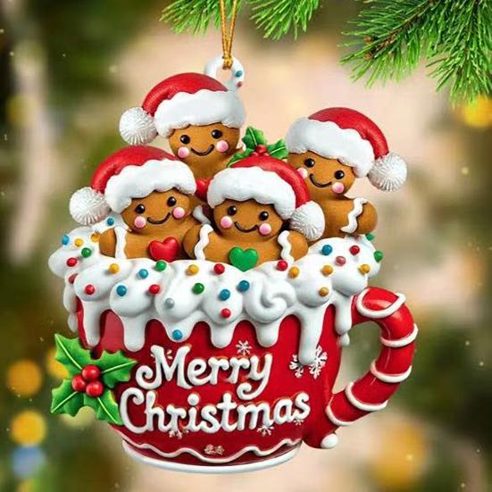 Пряничный человечек Рождественское украшение Смола Подвесной декор для елки и дома Праздничная фигурка печенья для рождественских украшений