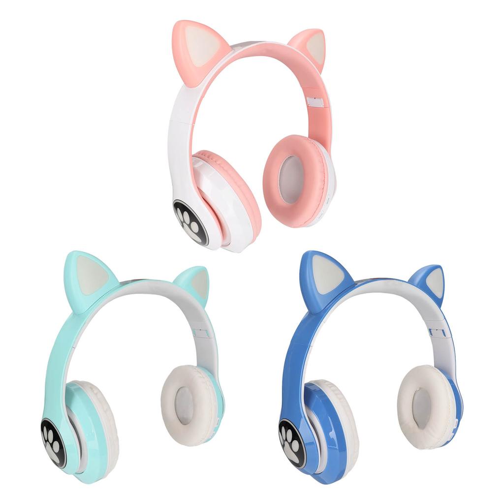 LXB39C Детские наушники Bluetooth 5.0 складные беспроводные светящиеся музыкальные наушники с кошачьими ушками для детей