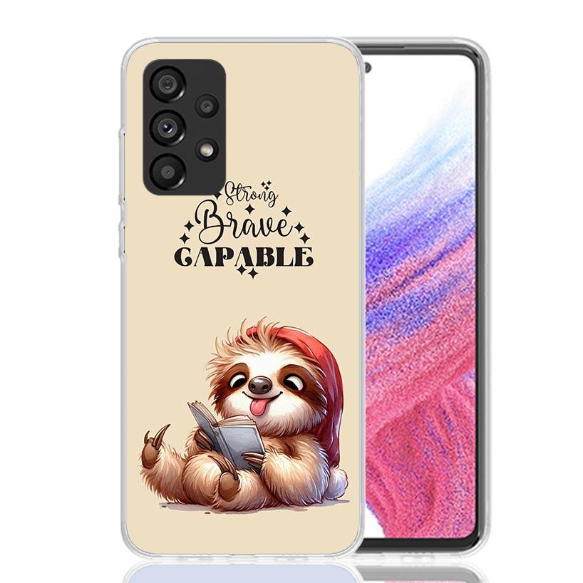 Animal Cute Cartoon Sloth Coffee Phone Case for Samsung Galaxy A17 A16 A15 A14 A13 A57 A56 A55 A54 A53 A37 A36 A35 A34 A33 A26 A