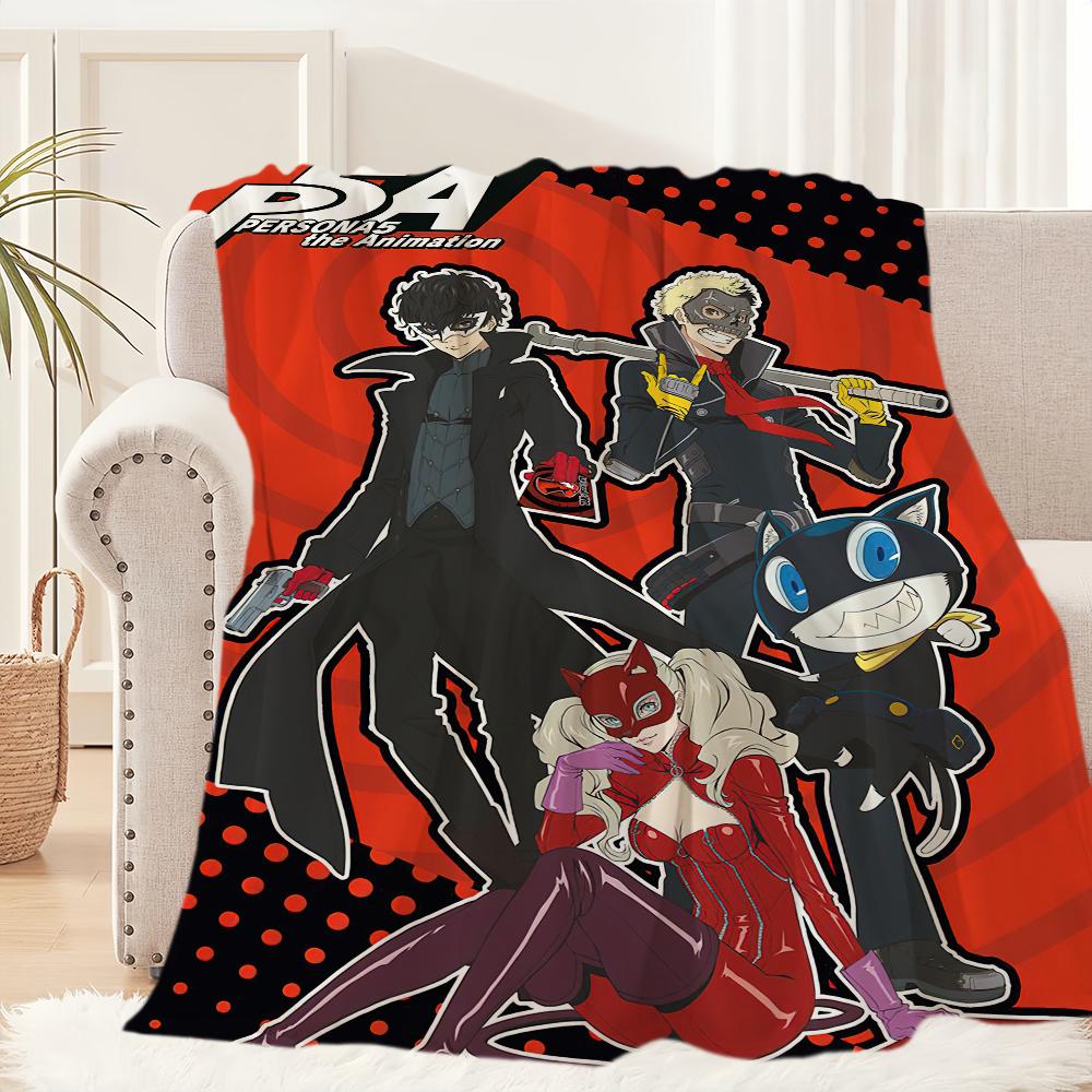Game Cool 5 Cute Blanket Plush Nap Sofa rug P-Persona for Living Room Warm Office Bedroom Birthday Home Travel Kid Gifts