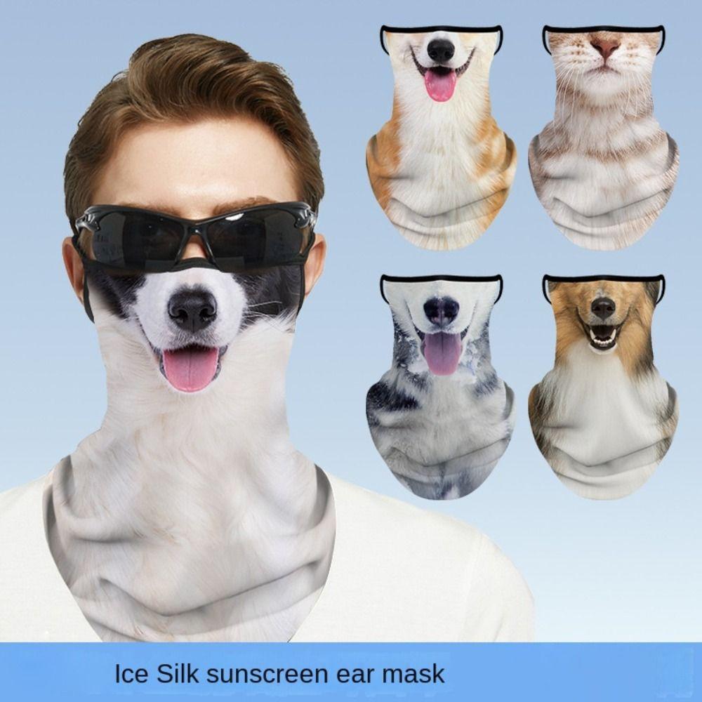 Hanging Ear Cool Face Scarf Elastic Cycling Balaclava Animal Face Cover Scarf Summer