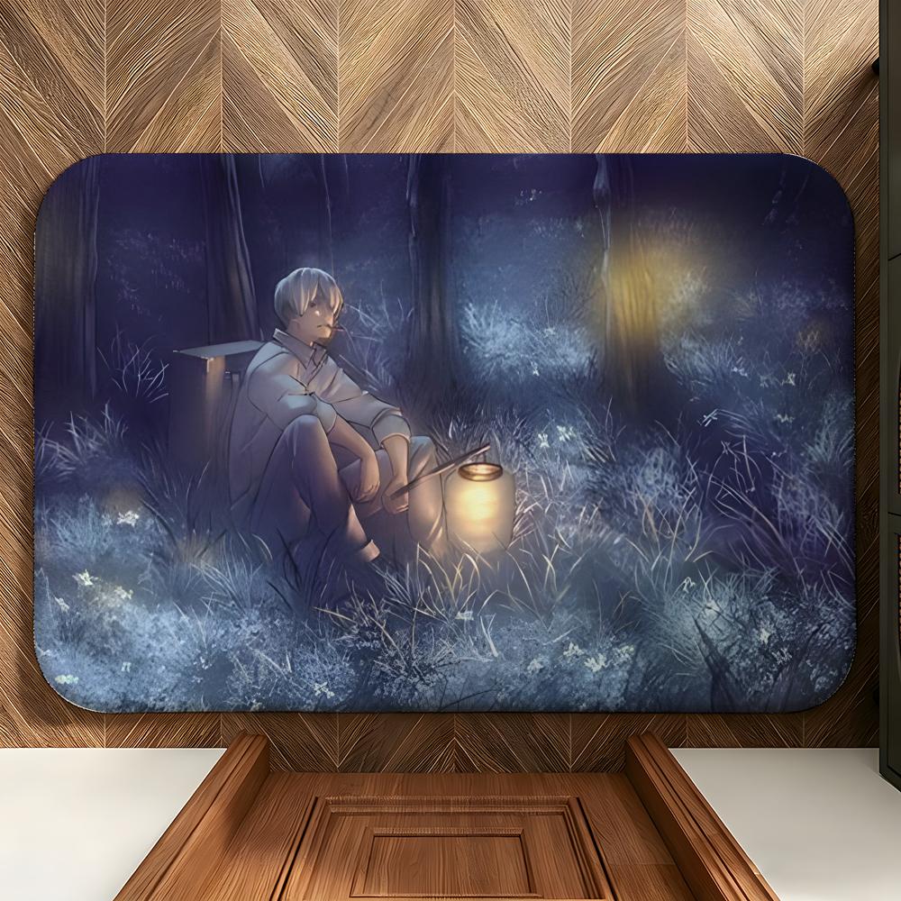 Anime M-Mushishi Floor Mat Soft Flannel Floor Mat Suitable for Entryways, Living Rooms, Bedrooms, and Bathrooms
