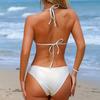 Сексуальный комплект бикини из трех частей 2024: Европейский и американский стиль, однотонный, купальник из специальной ткани.