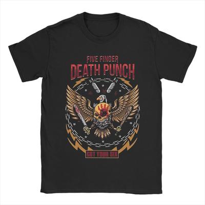 Five Finger Death Punch T Shirts for Men Pure Cotton Novelty TShirt Round Neck Tee Shirt Short Sleeve Tops Plus Size