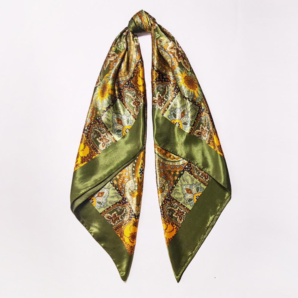 Women’s Fashionable and Versatile Faux Silk Headscarf with Cashew Nut Pattern
