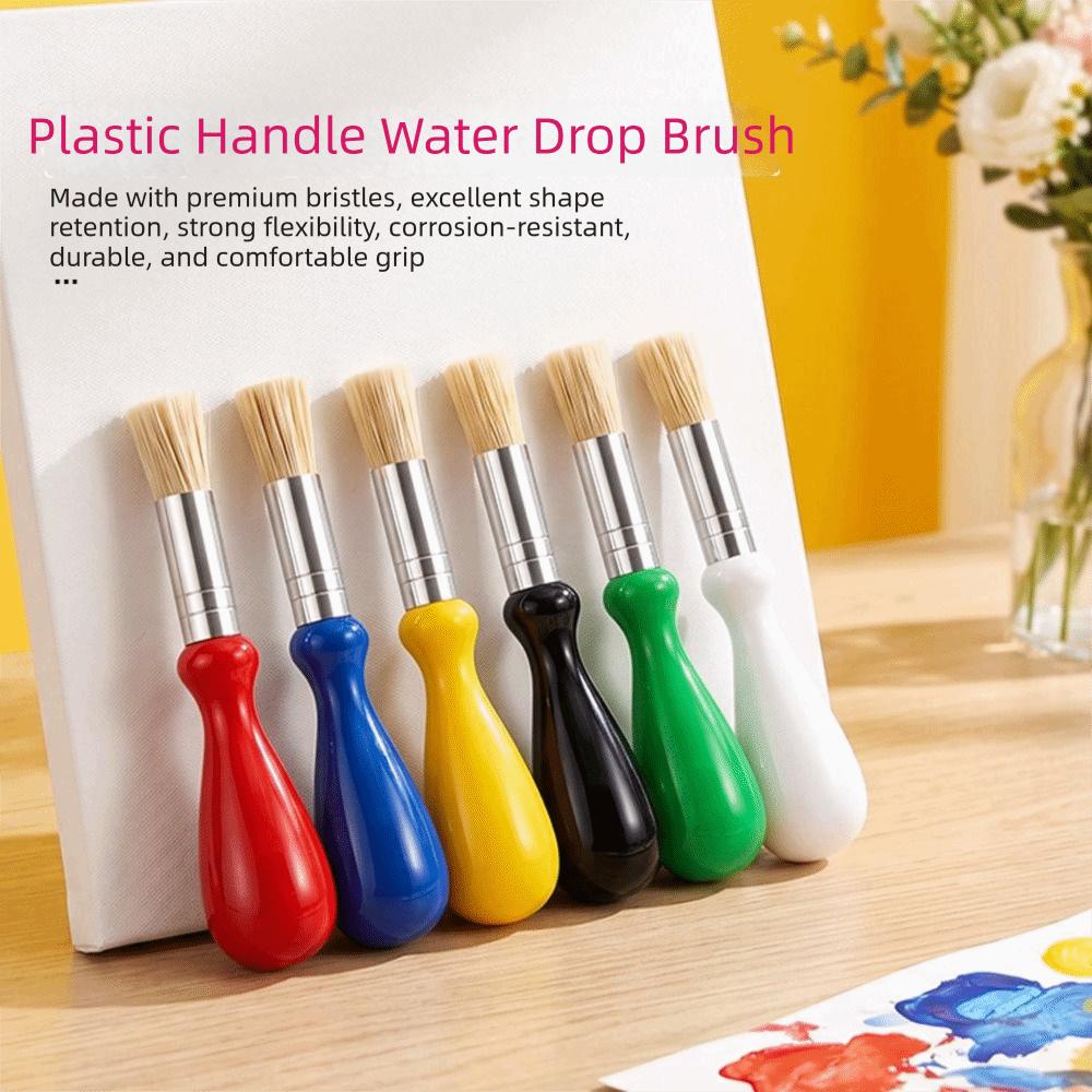 4/6 Pcs Natural Bristle Paint Brush Set Plastic Handle Watercolor Brushes Painting Brushes Kids