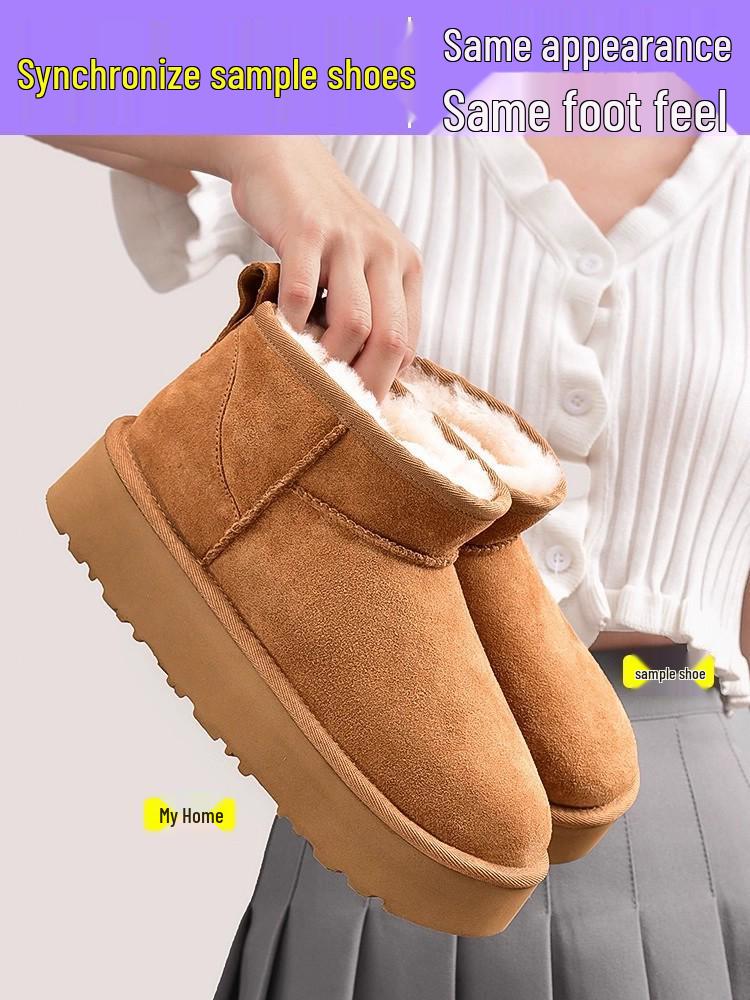 Сангпо 2025 Унисекс Снежные ботинки: Зимнее тепло с кожей, мехом и бархатом