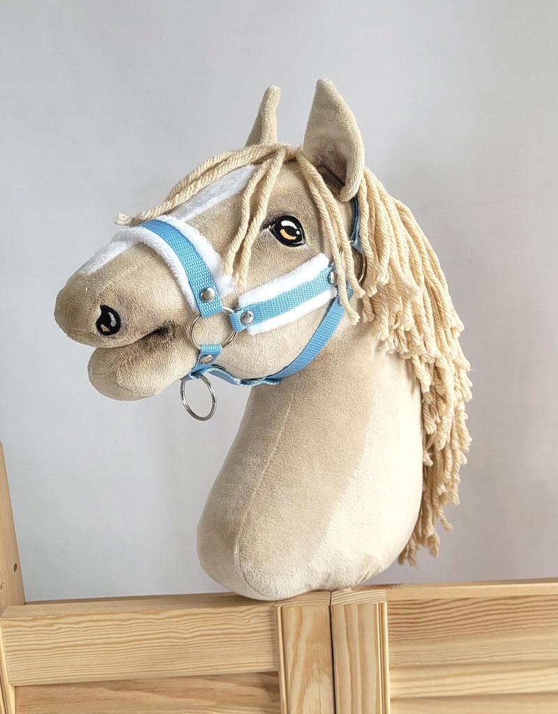 Регулируемая недоуздок для лошади Hobby Horse A3 синий с белым мехом