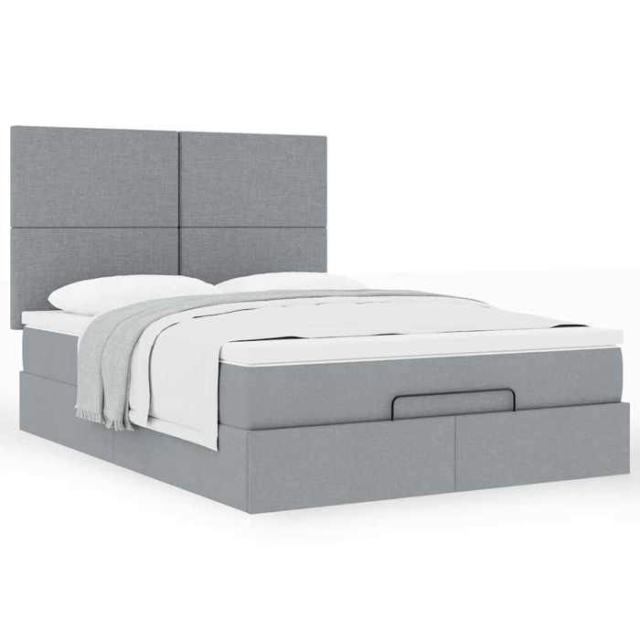 Maison Exclusive - Cadre de lit ottoman et matelas gris clair 140x200 cm tissu
