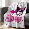 Lovely Kuromi Flannel Blanket Soft Warm Throw Japanese Anime Leg Blanket Camping Office Bedroom School Nap Blanket Summer Quilt