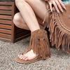 Модные сандалии с шипами Женская обувь Шлепанцы Низкий каблук Кисточка Летняя римская обувь Роскошные корректирующие босоножки с перемычкой для пальца Новая модель