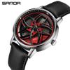 New Wheel Series Leather Rotating Watch Men's Quartz Watch Fashion Hollow Creative Cool Steel Belt Watch