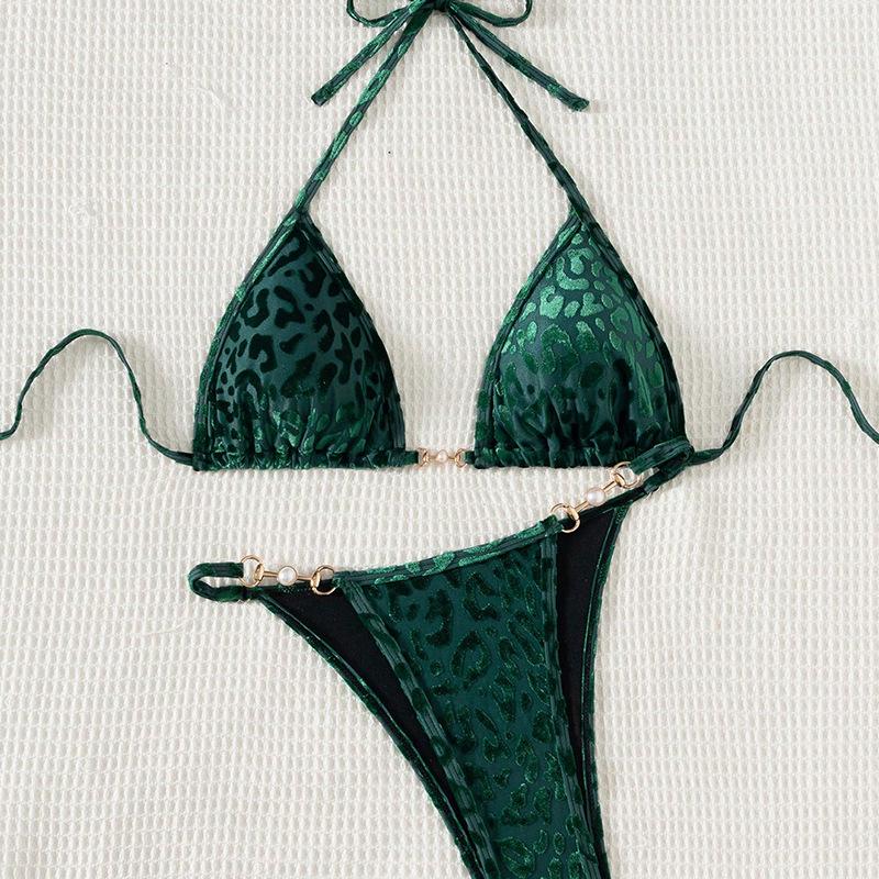 Раздельный купальник бикини в европейском и американском стиле 2025: Купальники с завязками и сексуальным принтом для женщин