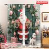 2pcs 2D Flat Printing Merry Christmas Popular Drapes Santa Claus Presents Dog Polyester Without Electricity 0 Use for Home Decor