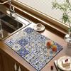 Прямоугольная кухонная водосточная посуда с принтом, подставка для столовых приборов, кухонные принадлежности, коврик для сушки посуды, посуда