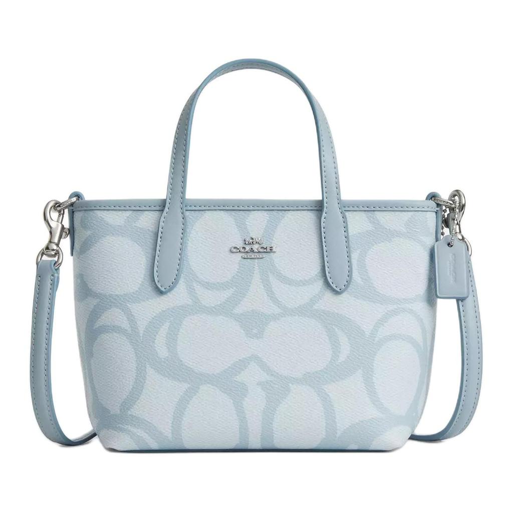 COACH City Coated Canvas Tote Bag, Shopping Bag, Shoulder Bag, Handbag Mini Women's Ice Blue CBM64-SVNB9