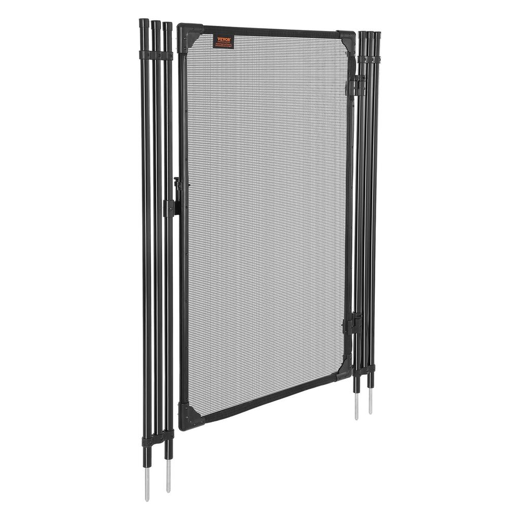 Pool Fence Gate, 1.2 x 0.75 m Inground Swimming Pool Fences Gate, Outdoor Security Fencing Door Kit with Metal Latch, 352 gsm Teslin PVC Mesh, Round