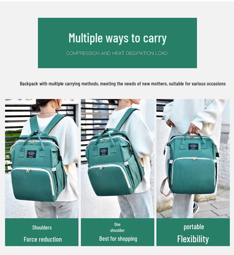 Multifunctional Diaper Backpack & Folding Baby Bed Combo - Stylish 2020 Design for Moms