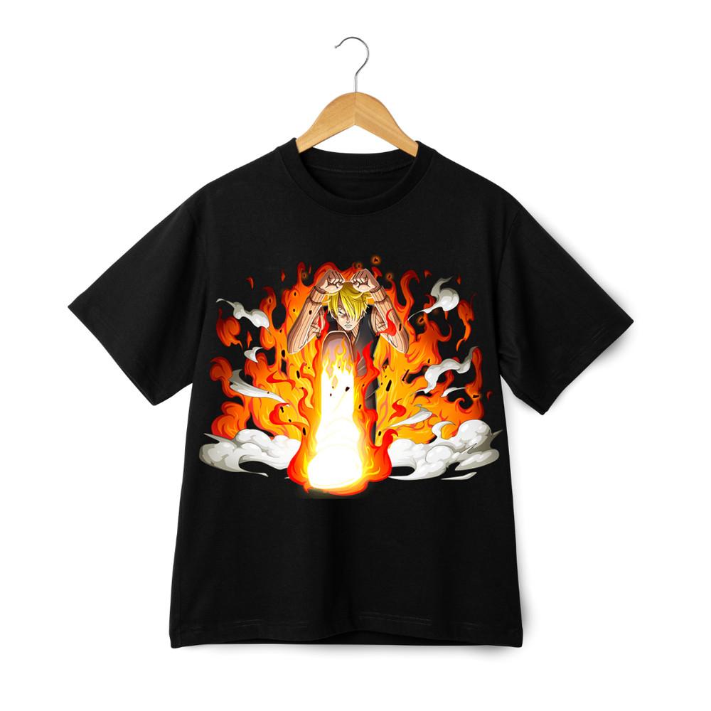 Sanji Diable Jambe T-Shirt One Piece Fire Kick Anime Unisex Streetwear Tee