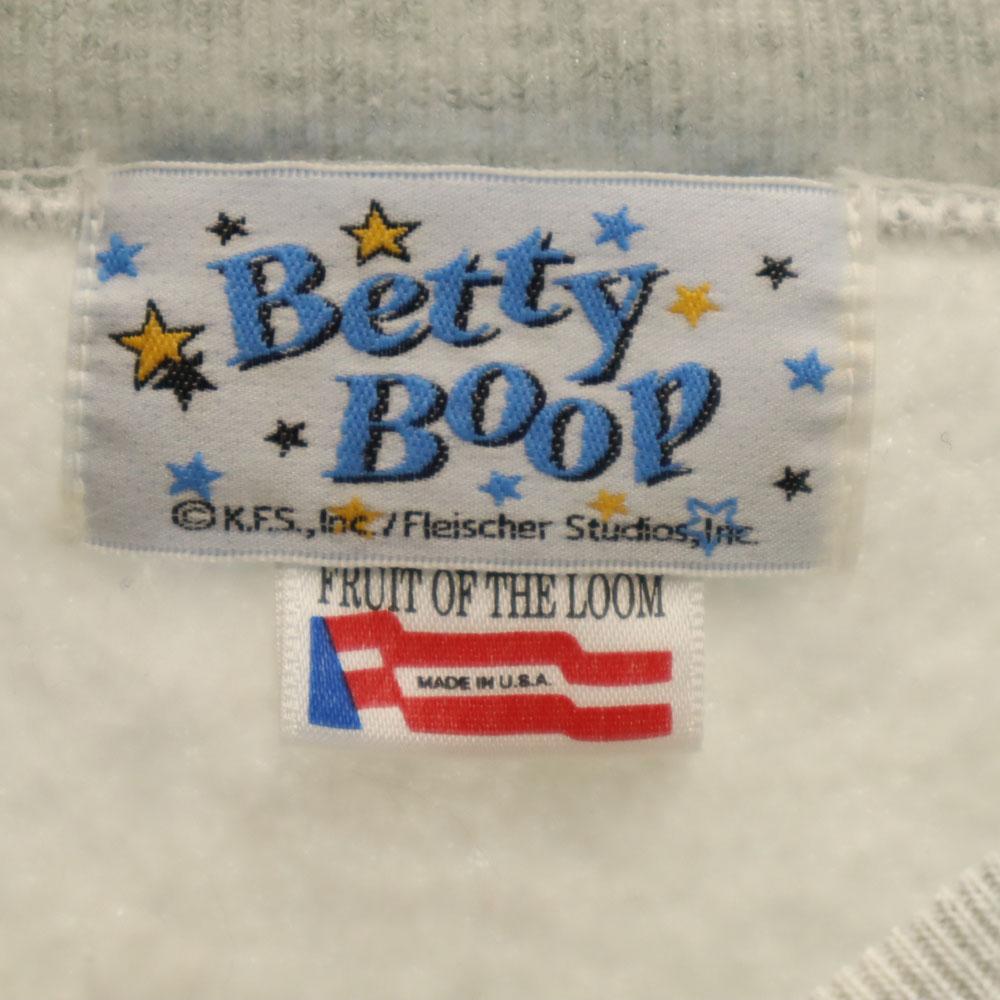 FRUIT OF THE LOOM 90s Made In USA Old Betty Boop Long Sleeve Sweat Trainer Men's Used