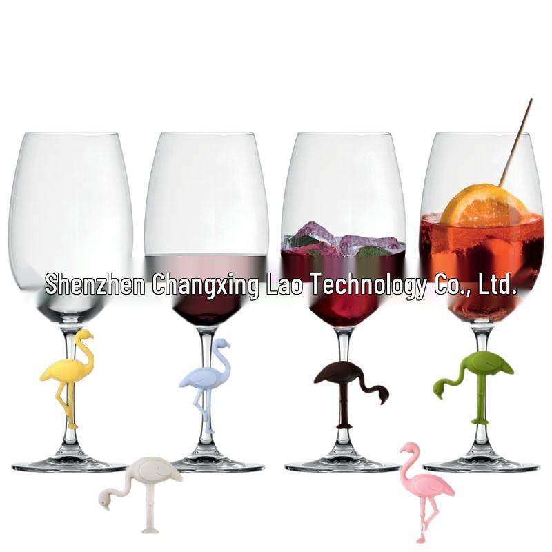 Силиконовые маркеры для бокалов в виде фламинго