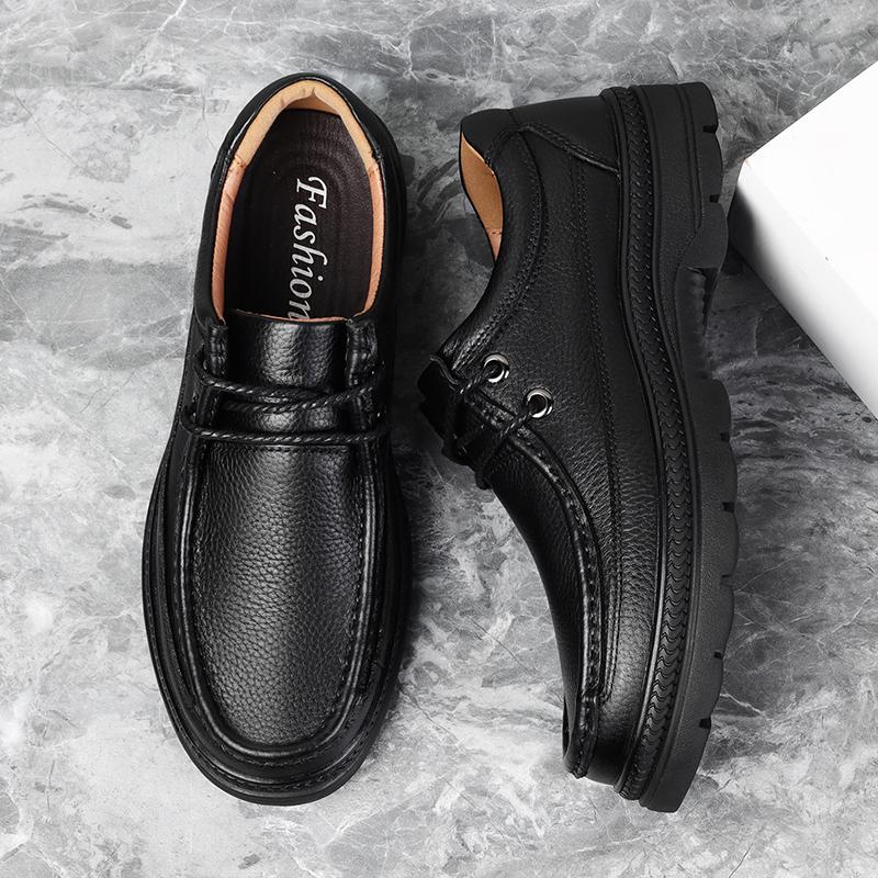 Fashion 2024 Autumn Men Casual Shoes Genuine Leather Work Shoes Male Lace-up Flats Sneakers Platform Versatile Business Dress Shoes
