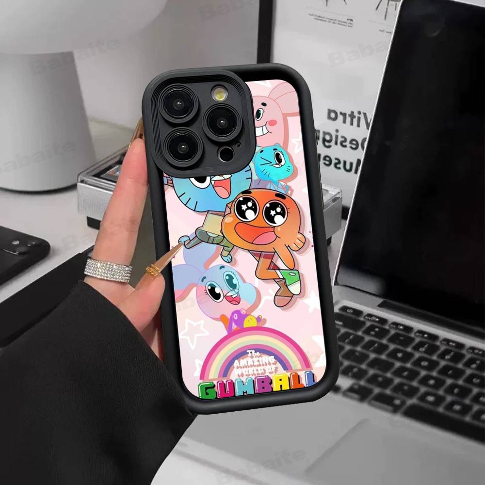 Милый чехол Amazing-World G-gumball для iPhone 17 16 15 14 13 12 11 Pro Max Plus, Черный, Полное покрытие, ТПУ
