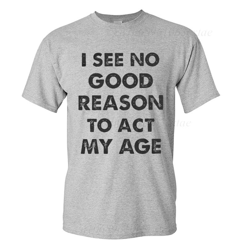 Men's Summer Fashion T-shirts Funny Act My Age Letter Print T-shirts Loose Large Casual Round Neck Short Sleeve T-shirt Fashion