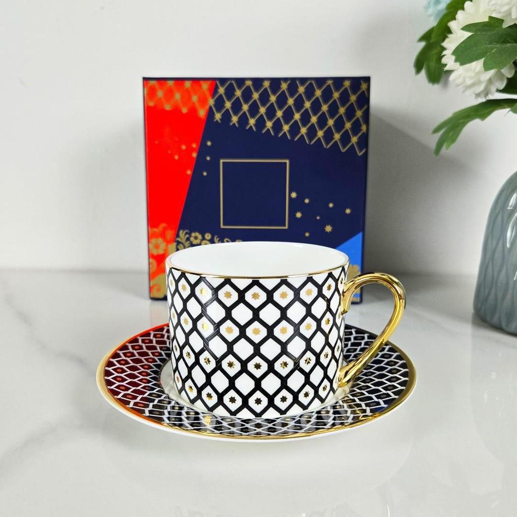 Russian Royal Bone China Coffee Cup & Saucer Set - European-Style Ceramic for Afternoon Tea