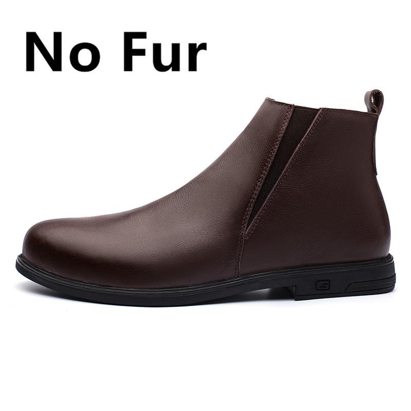 Chelsea Winter Black Mens Boots Натуральная кожа Офисные ботинки Модная дизайнерская обувь Мужская теплая зимняя обувь без застежек из коровьей кожи
