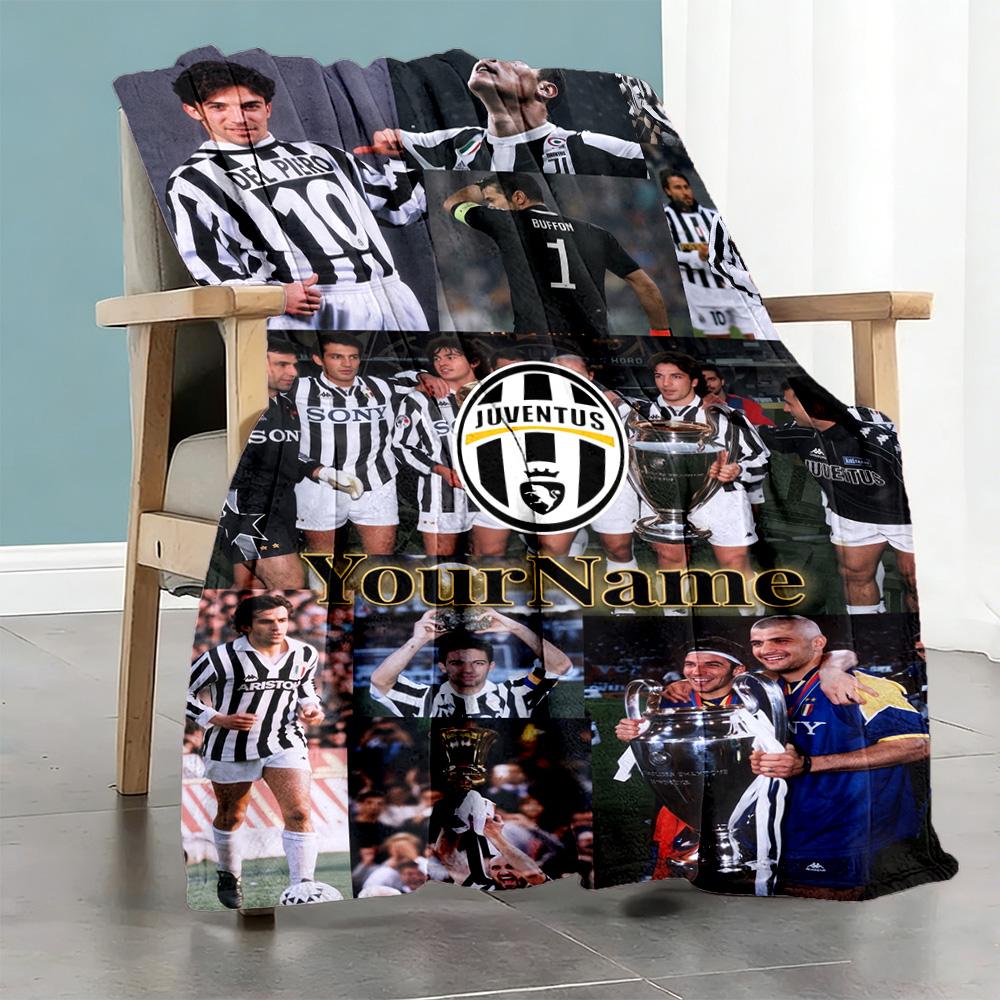 Juventus Personalized Text Blanket Gift Customizable Blanket Soft & Cozy Throw For Living Room Couch Bed Nap Four Seasons Universal