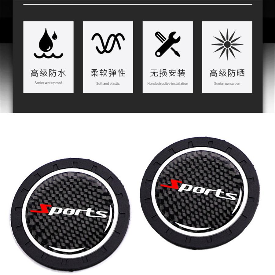 New 2 Pieces High Quality Anti-slip Elastic Durable Car Cup Holders Made of Real Carbon Fiber Sports Style