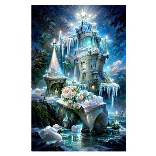 Diamond Painting Romantic Pink Flower House Castle Scenery Diamond Mosaic Embroidery Rhinestone DIY Princess Bedroom Decor S403