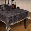 Halloween Lace Spider Web Tablecloth Realistic Skull Design for Scary Atmosphere Perfect Party Decoration