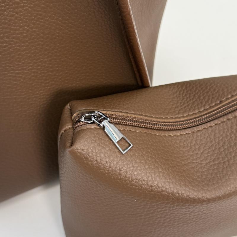 Women’s Minimalist Knot Handle Tote Bag for Daily Casual Use with Textured Leather Look and Structured Geometric Design