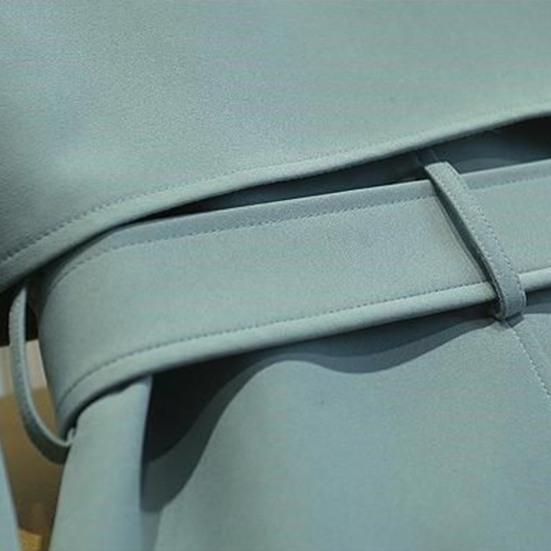 Женское пальто осень-зима с отложным воротником с поясом Элегантный однотонный двойной карман с длинными рукавами Толстая теплая офисная женская куртка средней длины Верхняя одежда