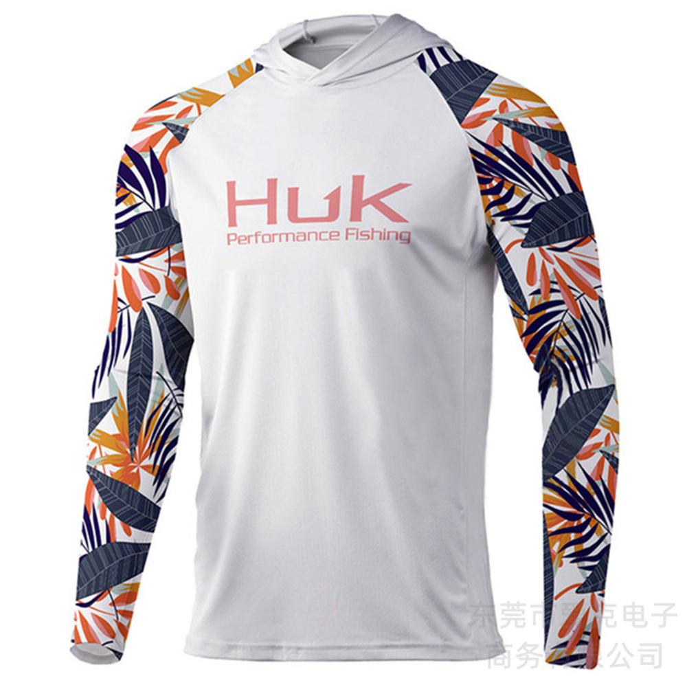 Hooded fishing suit, summer quick-dry long-sleeve men's T-shirt, outdoor sportswear, sun-protection shirt, lure fishing suit, breathable