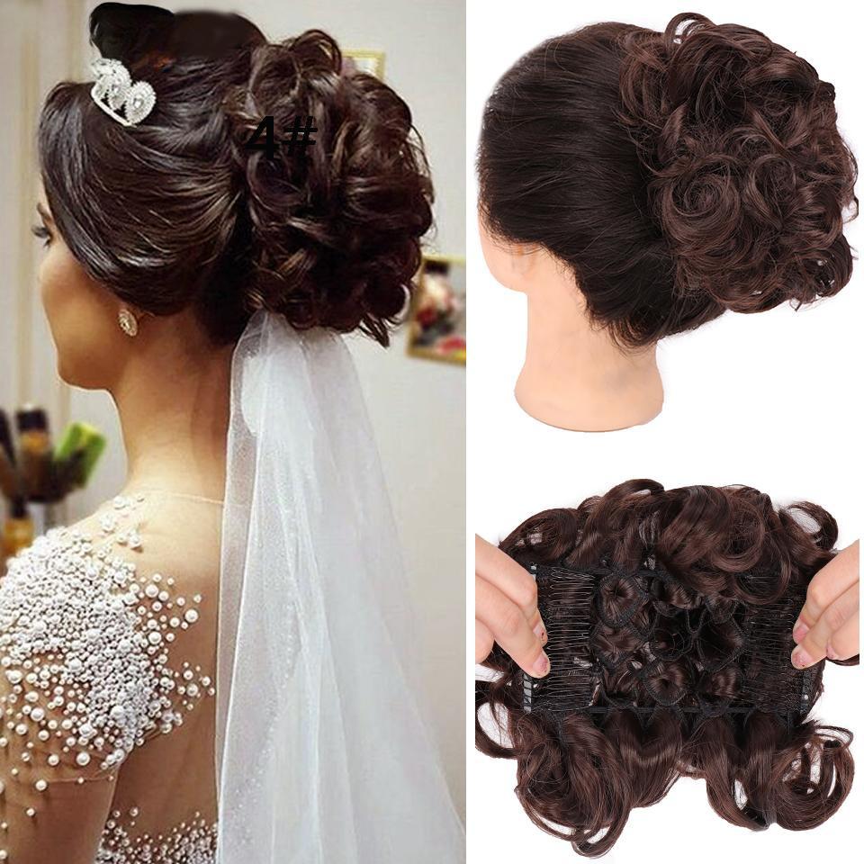 Синтетическая расческа на заколке для вьющихся волос, наращивание волос, шиньон, булочка, омбре, блондинка, эластичные ленты для волос для женщин