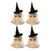 Halloween Hanging Ghost Decoration LED Light Up White Cotton Rope Ghost with Witch Hat for Indoor Outdoor Home Party Decor