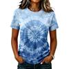 Женская Повседневная Футболка с Коротким Рукавом Реглан Круглый Вырез Принт Тай-дай Легкая Мягкая Ткань Летний Топ