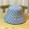 Новая джинсовая шляпа-панама в японском стиле, женская, весенне-осенняя, клетчатая, в сетку, популярная в интернете, универсальная, визуально уменьшающая лицо, маленькая летняя шляпа-ведро