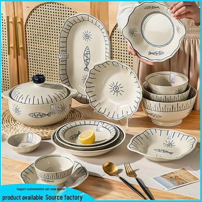 Набор японской керамической посуды 6 дюймов: 8 Рисовых пиал и тарелок для полной коллекции кухонной посуды