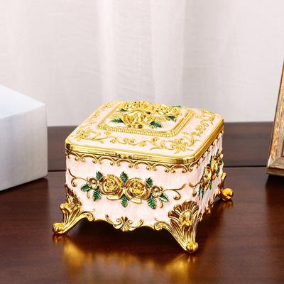 Шкатулка для драгоценностей пылезащитная анти-капля винтажная изысканная эмалированная металлическая европейская вставка для хранения ювелирных изделий в спальне