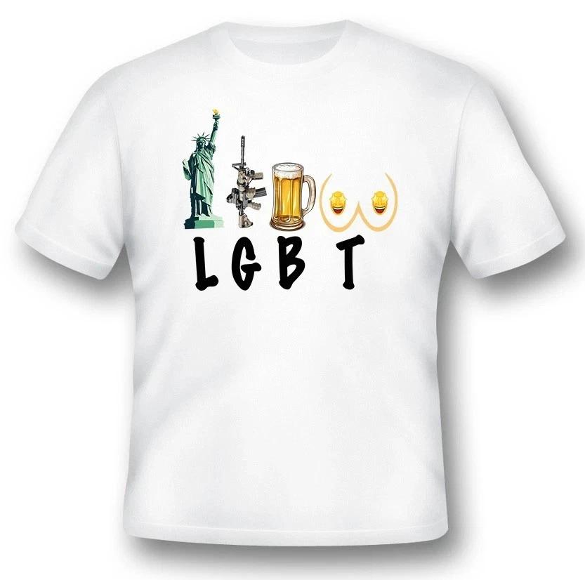 Liberty, Guns, Beer, Tits LGBT we can get behind black or white tee